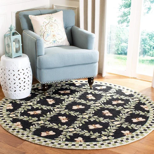 Miniatura 12 de SAFAVIEH Chelsea Collection - Alfombra decorativa de 1 pies 8 pulgadas x 2 pies 6 pulgadas, color negro, lana de campo francesa enganchada a mano