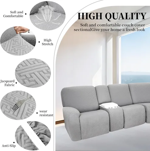 Miniatura 6 de Fundas de sofá reclinable seccional 100% impermeables para sofá reclinable en forma de L, funda de sofá modular de esquina en forma de L, fundas