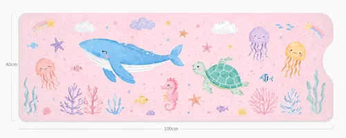 Miniatura 7 de Alfombra de bañera para niños antideslizante, delfines nadan felices en el mar (azul) 40 x 16 pulgadas, extra larga, suave, ventosa para un agarre