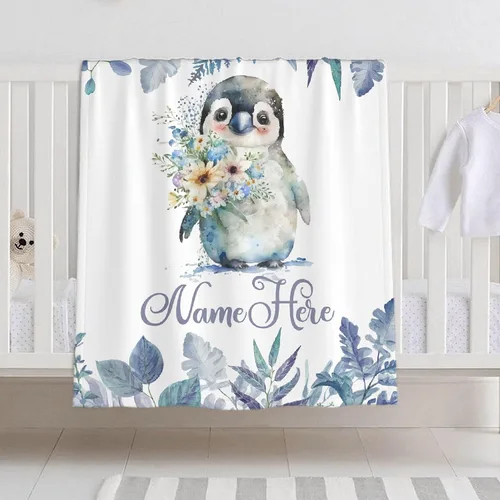 Miniatura 22 de Manta de bebé personalizada para niñas y niños, manta de bebé personalizada con nombre de bosque de animales para niños pequeños, baby shower