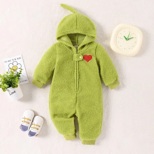 Miniatura 2 de Mameluco de Navidad verde para bebé, mono de forro polar cálido, traje de mi primera Navidad para niña