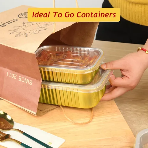Miniatura 7 de LNYZQUS Sartenes de aluminio pequeños de 1 libra con tapas, paquete de 30 latas de aluminio de 16 onzas para hornear, recipientes sobrantes