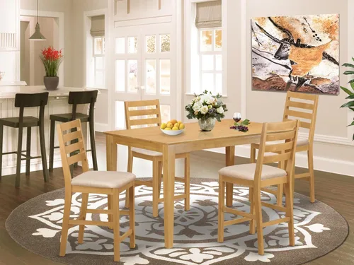 Miniatura 2 de East West Furniture CACF5H-OAK-C - Juego de comedor de 5 piezas de altura de mostrador, incluye una mesa de cocina rectangular y 4 sillas de comedor