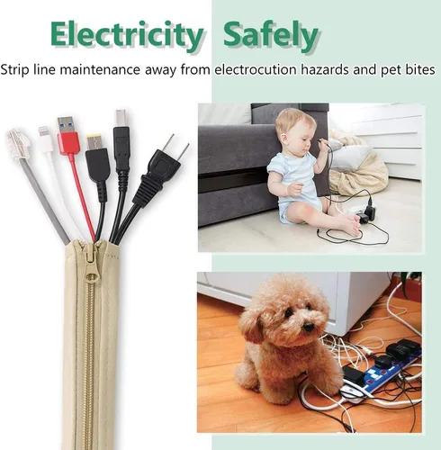 Miniatura 6 de StangH Organizador de mangas para organizar cables, 19 pulgadas, para el hogar y la oficina, con cremallera, organizador de cables, envoltura