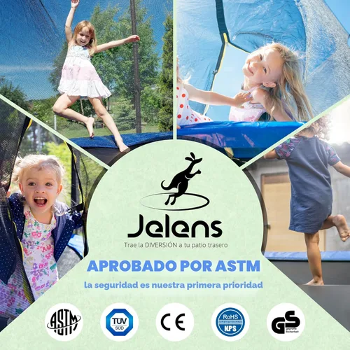 Miniatura 8 de JELENS Trampolín de 8 pies, 10 pies, 12 pies, 14 pies, 15 pies, trampolines para exteriores con red de cierre y escalera, trampolines recreativos