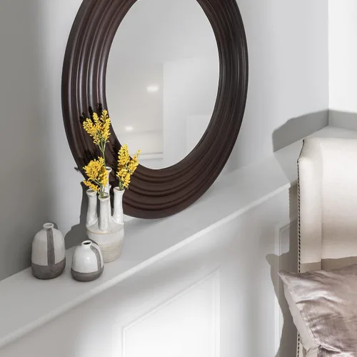 Miniatura 6 de Espejo de pared redondo canalizado contemporáneo de 32 pulgadas de diámetro, espejos de dormitorio para decoración de pared, espejo decorativo