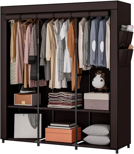 Miniatura 12 de SORCEDAS Portable Closet Wardrobe Organizer Storage with Cover Non-Woben Fabric Portable Wardrobe Closet for Hanging Clothes Racks Shelving 33 Inch