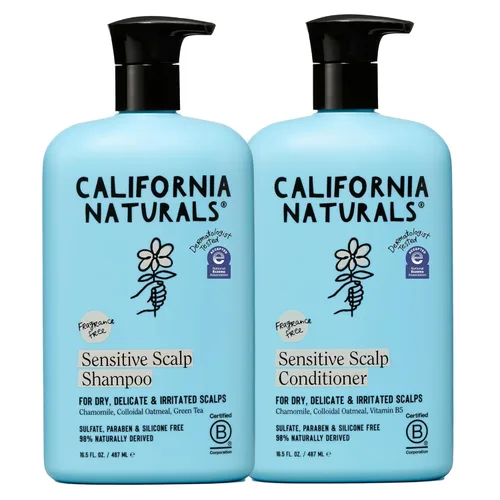 California Naturals Juego de champú y acondicionador para cuero cabelludo sensible, calmante y suave para todo tipo de cabello, sin fragancia, avena