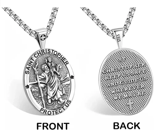 Miniatura 232 de Eusense Saint Necklace Sterling Silver 925 Protection Jewelry for Men Women Patron St Medals Amulet Pendant