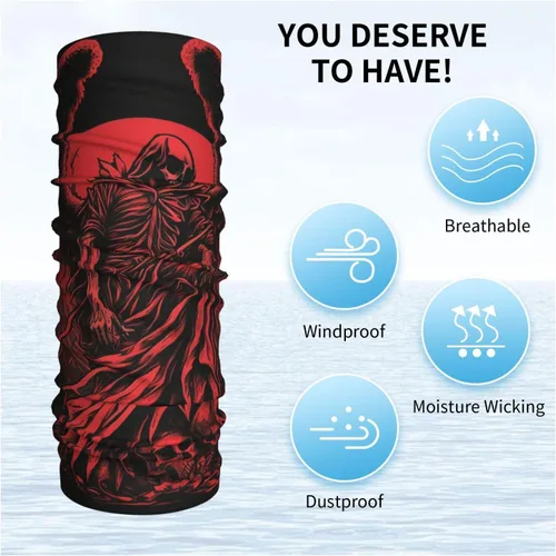 Miniatura 5 de HERRECX grim reaper skull angel demon skeleton red Neck Gaiter Face Cover Scarf Balaclava Bandana for Women Men Gaiter Mask for Motorcycle Cycling