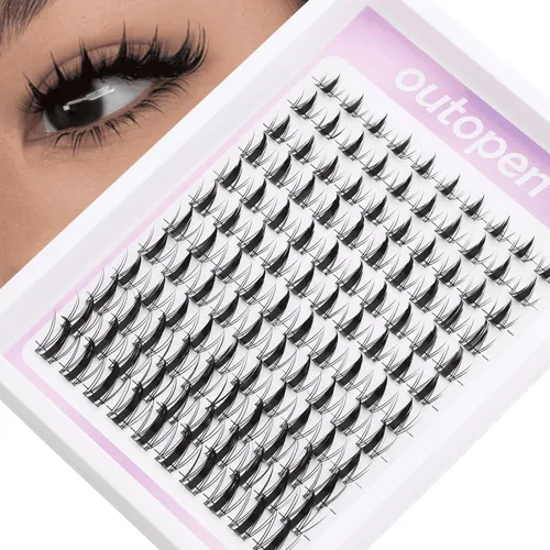 Miniatura 8 de Kit de extensión de racimos de pestañas marrones, pestañas de volumen grueso con pestañas inferiores, 339 pestañas en racimo de 0.472-0.709 in