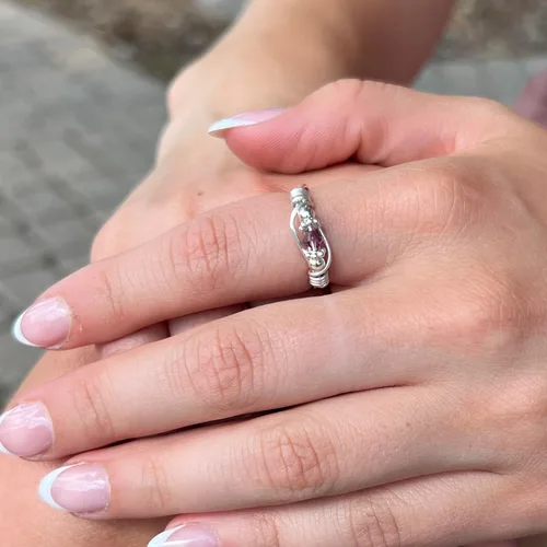 Miniatura 4 de Anillo de piedra natal Anillo hecho a mano con piedra natal de plata esterlina hecho con cristales
