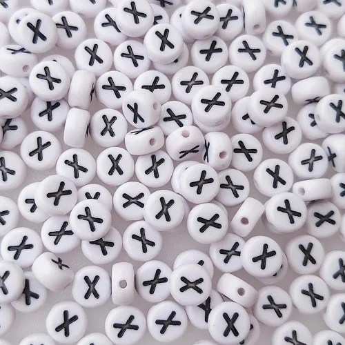 Miniatura 17 de Más de 200 cuentas de letras M individuales de 0.16 x 0.27 pulgadas para la fabricación de joyas, alfabeto acrílico redondo blanco a granel