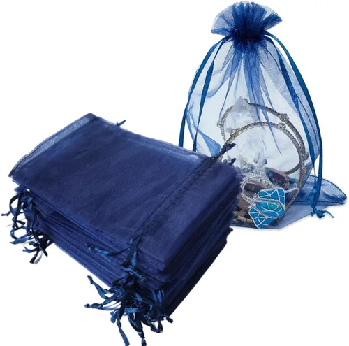 Miniatura 28 de Paquete de 50 bolsas de organza de regalo con cordón verde de 4 x 6 pulgadas para baby shower, Navidad, cumpleaños de bebé, recuerdo de fiesta