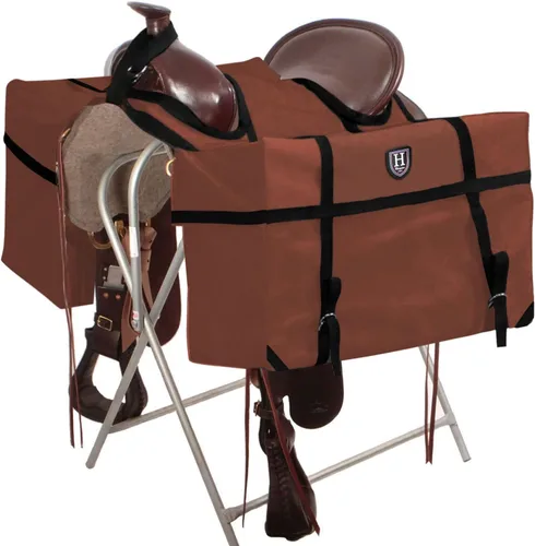 Miniatura 5 de Harrison Howard Robusto seguro versátil sobre la bocina contorneado sin rebote diseño alforja alforja bolsas portador Western Saddle Bag Negro