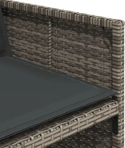 Miniatura 7 de 17-Piece Patio Dining Set Gray Poly Rattan with Cushions, Foldable Chairs, Tempered Glass Table, Space-Saving Outdoor Furniture Set for Garden Patio
