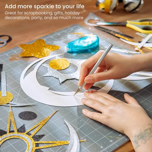Miniatura 6 de Arteza Papel con purpurina, 24 hojas, 12 x 12 pulgadas, papel de álbum de recortes dorado y plateado, suministros de arte y manualidades