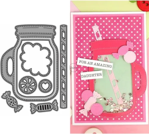Miniatura 14 de DzIxY Bonitos pétalos de granada troqueles de corte de metal para kit de fabricación de tarjetas, troqueles de papel en relieve, plantillas para 20