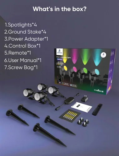 Miniatura 8 de APPECK Iluminación de paisaje, luces de paisaje de bajo voltaje RGBW con control de aplicación, IP65 impermeables para exteriores, focos que cambian