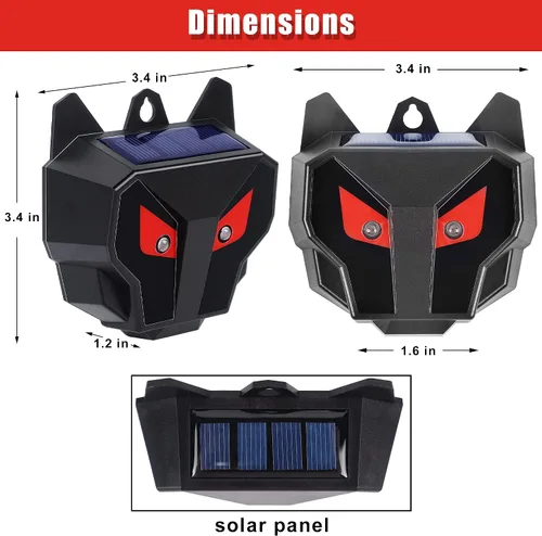 Miniatura 2 de Phosooy Repelente solar de animales, juego de 4 centinelas disuasorias de animales con luces LED rojas parpadeantes que ahuyentan mapache, ciervo