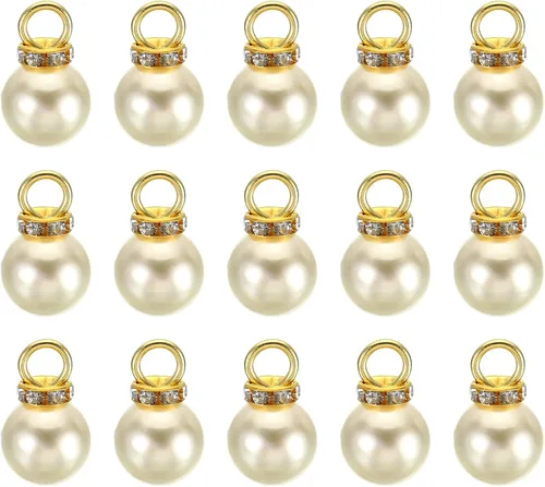 Miniatura 16 de PATIKIL 100 cuentas de perlas de perlas de imitación con diamantes de imitación DIY para hacer joyas, pulseras y aretes Plateado blanco