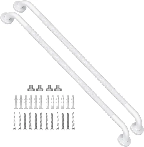 Miniatura 8 de Barra de Agarre Antideslizante Cromada de 16 Pulgadas, iMomwee Paquete de 2 Barras de Agarre de Acero Inoxidable para Baño con Agarre Moleteado