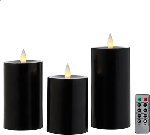 Miniatura 22 de Velas de pilar sin llama parpadeantes con temporizador remoto, velas LED que funcionan con pilas de hasta 400 horas, velas de cera real con llama
