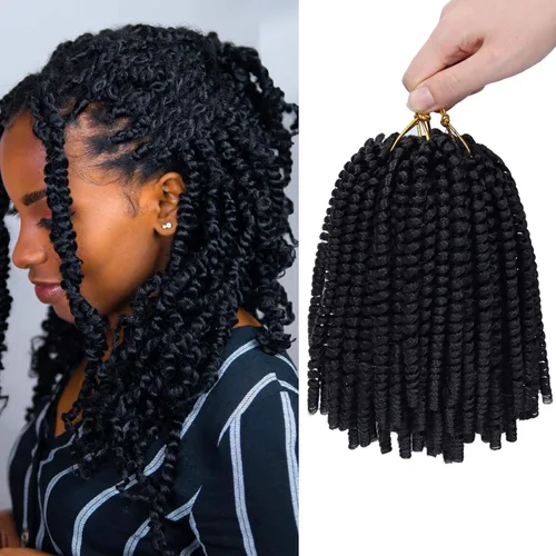 Paquete de 2 cabello para trenzas en espiral de 8 pulgadas, cabello Spring Twist para rastas falsas, rastas de mariposa, cabello para trenzas, fibra