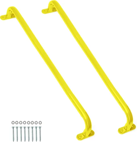 Miniatura 8 de Accesorios de patio de recreo de 17 pulgadas, asas de seguridad de metal, barras de agarre largas verdes para escaleras, gimnasio de la selva