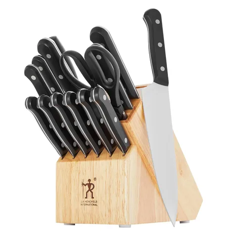 Miniatura 16 de HENCKELS Solution - Juego de 15 cuchillos ultraafilados con bloque, cuchillo de chef, cuchillo de pan, cuchillo de carne, ingeniería alemana Negro