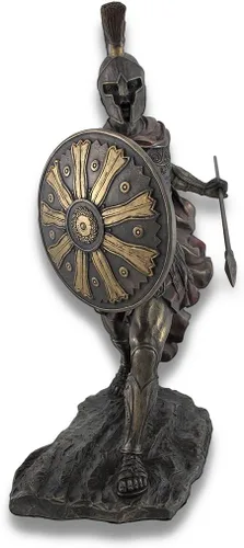 Miniatura 2 de Veronese Design Estatua de resina de Aquiles con lanza y escudo de 11 3/8 pulgadas, acabado de bronce