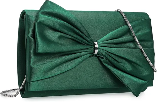 Miniatura 7 de CHARMING TAILOR Bolso formal de satén con lazo para mujer, bolso de embrague elegante para bodas, bailes, fiestas