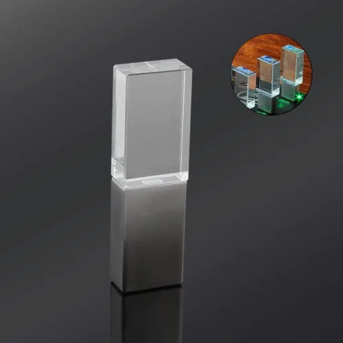 Miniatura 8 de Unidad flash USB 2.0 de 32 GB, luz LED de cristal azul, transparente, lápiz transparente, pulgar, mini Memory Stick para niños, niñas, mujeres