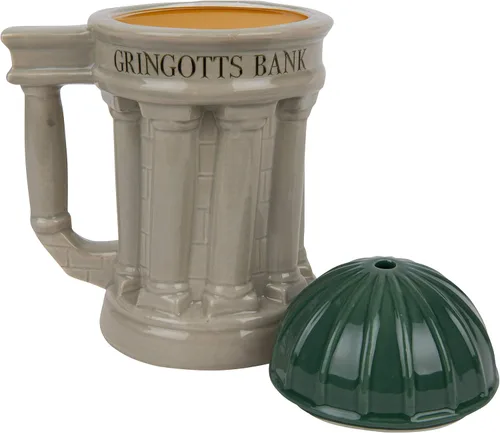 Miniatura 3 de Harry Potter Gringotts Bank - Taza grande de 30 onzas, jarra de cerveza con tapa de cerámica con licencia oficial, para café, té, cerveza