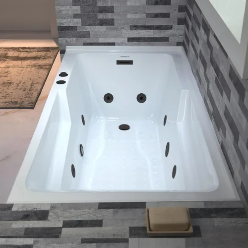 Miniatura 17 de WOODBRIDGE Tina de hidromasaje de 60" en nicho, acrílica, rectangular, con chorros calientes, en color blanco con drenaje izquierdo, desagüe