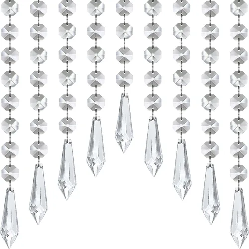 Miniatura 10 de Jishi - Cadenas de guirnalda de cristal de 10 metros, hilo de cuentas con colgante de prisma de hoja de arce de cristal, cristales colgantes