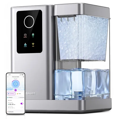 Miniatura 10 de Silonn Máquina de hielo de pepitas para encimera, producción diaria de hielo de 40 libras con tanque de agua extraíble de 3 L, máquina de hielo
