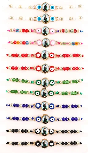 BONITTER 612 pulseras de la Virgen MaríaSan BenitoSan Juda, rosario, hechas a mano, nudo rojo, pulsera de la suerte, para hombres o mujeres, como