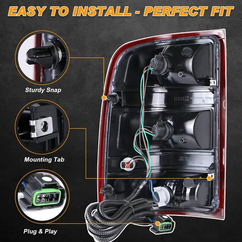 Miniatura 3 de Luz Trasera Compatible con 2007-2014 GMC Sierra 1500 2500HD 3500HD Luz de Freno, Señal, Bombilla # 25958485 GM2801208 del Lado Derecho del Pasajero