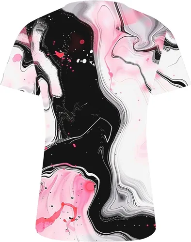 Miniatura 87 de Summer Shirts for Women 2025 Plus Size Short Sleeve Henley Tops Marble Floral Loose Tshirt Tee Casual Dressy Tunics