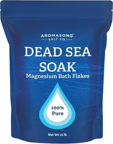 Aromasong Copos de magnesio, 15 libras, baño del mar muerto y remojo de pies, alternativa superior a la sal de Epsom con 27,360 mg de magnesio por