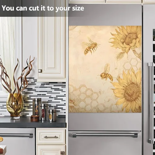 Miniatura 3 de ALAZA Imán grande retro de abeja de girasol para lavavajillas, cubierta magnética de 23 x 26 pulgadas, adhesivo para nevera, decoración de cocina