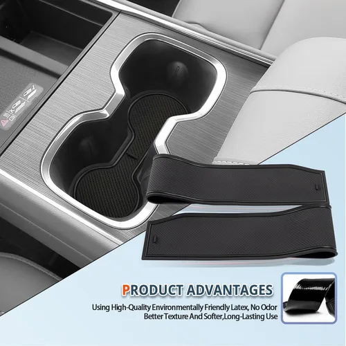 Miniatura 4 de Alfombrillas de ranura de puerta Acadia 2025 2026 para accesorios GMC Acadia 2026, alfombrillas de goma interior antideslizantes, forro de consola