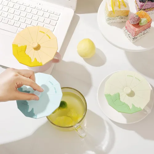 Miniatura 7 de Cubiertas de silicona para tazas (set de 3), tapas de silicona multicolores para tazas, tapas flexibles para tazas, tapas para tazas calientes de 3