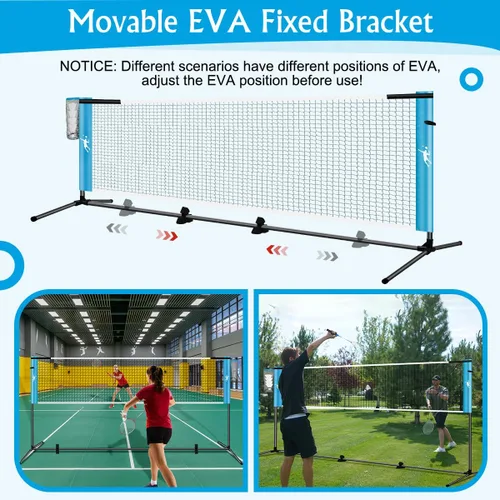 Miniatura 2 de Juego de red de bádminton de pickleball para patios traseros, juego combinado de voleibol portátil todo en uno con red ajustable, palas de voleibol