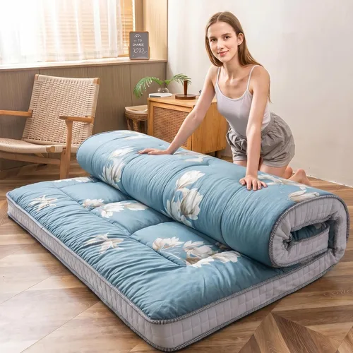 MAXYOYO Colchón de futón con estampado floral, colchón de suelo japonés acolchado para cama, almohadilla para dormir extra gruesa plegable, tumbona
