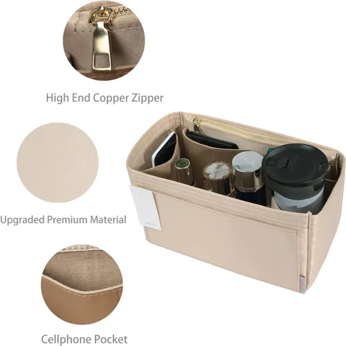 Miniatura 4 de ZTUJO Organizador de bolso para bolsos, organizador de bolsas de tacto sedoso con soporte para botellas, perfecto para Speedy, Neverfull, Tote