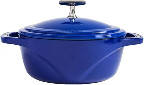 Horno Holandés Esmaltado de Hierro Fundido de 4.5 Qt de Lodge USA - Utensilio de Cocina de Hierro Fundido - Olla Holandesa con Tapa Esmaltada -