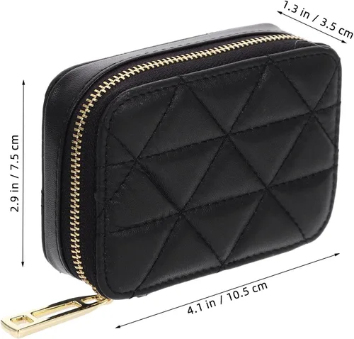 Miniatura 7 de FOMIYES Bolsa de retoque para bolso de mano, bolsa de maquillaje de piel de vaca, color negro con bolsas de espejo para monedero pequeño