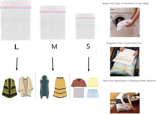 Miniatura 5 de 1 pieza de malla de lavandería de lavado medio de bags- para lavandería, Blusa, Hosiery, Calcetín, ropa interior, brasier y camisón, Viajes Bolsa